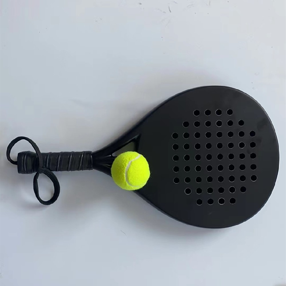 Custom Black Color Padel Tennis Racket 3K/18K Carbon Fiber Faces, Carbon Fiber Frame Paddle Rackets